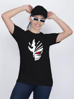Black Cotton Bleach Women T-shirt