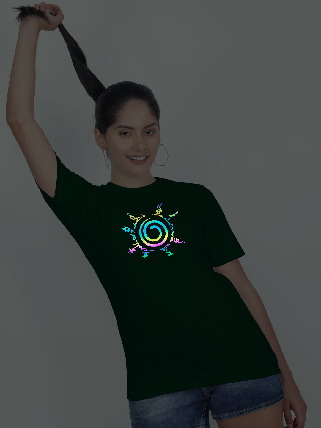 Bgreen Cotton Naruto Seal Rainbow Women T-shirt