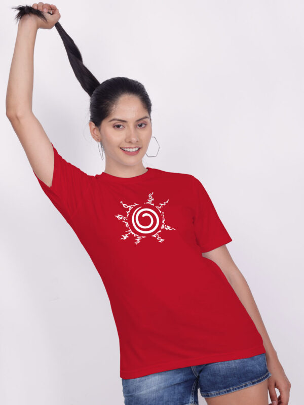 Red Cotton Naruto Seal Women T-shirt
