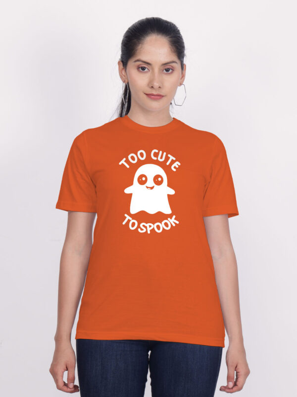 Orange Cotton Cute Ghost Women T-shirt