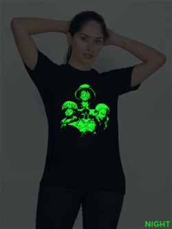 Nblue Cotton Anime Group Glow in Dark Women T-shirt