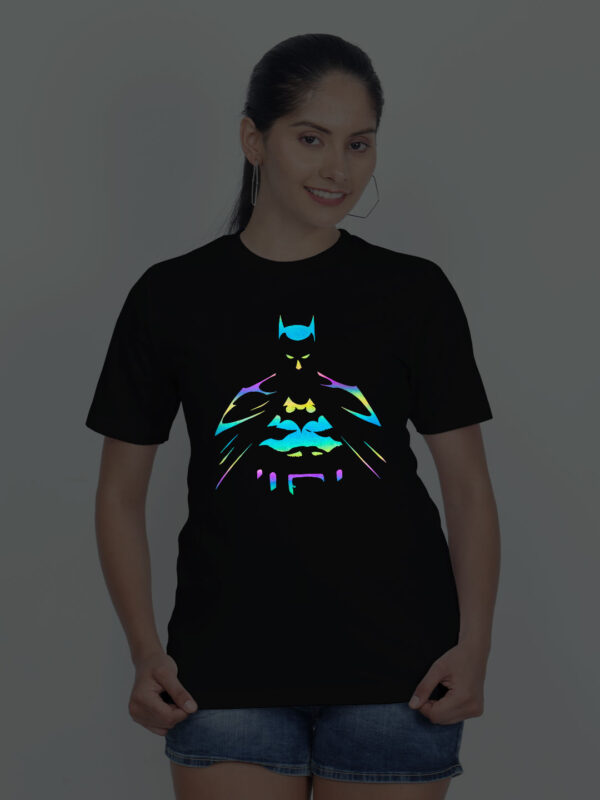 Black Cotton Batman Rainbow Women T-shirt