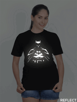 Black Cotton Batman Reflective Women T-shirt