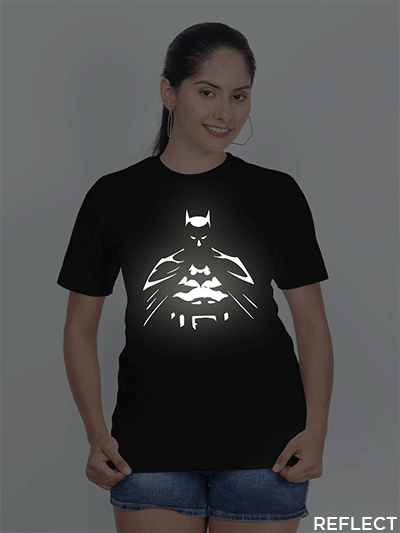 Black Cotton Batman Reflective Women T-shirt