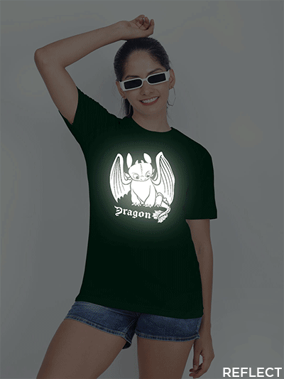 Bgreen Cotton Toothless Dragon Reflective Women T-shirt