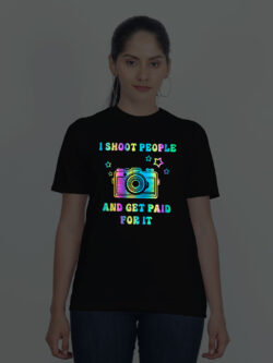 Black Cotton I Shoot People and Get paid Rainbow Reflective Women T-shirt