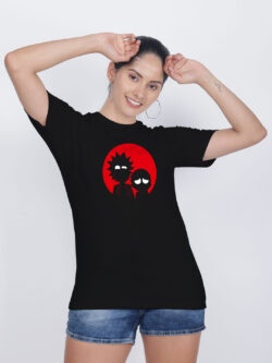 Black Cotton Rick and Morty Women T-shirt