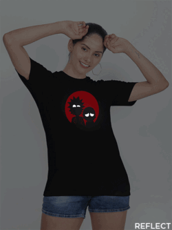 Black Cotton Rick and Morty Reflective Women T-shirt