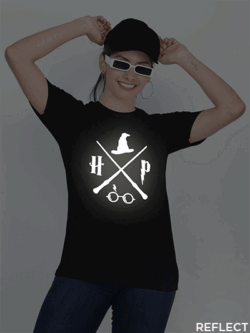 Black Cotton Harry Poter Halloween Reflective Women T-shirt