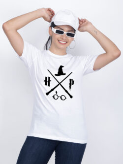 White Cotton Harry Poter Halloween Women T-shirt