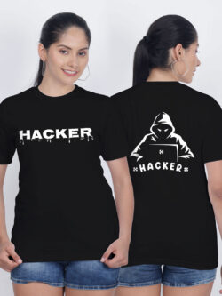 Black Cotton Hacker Women T-shirt