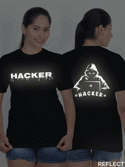 Black Cotton Hacker Reflective Women T-shirt