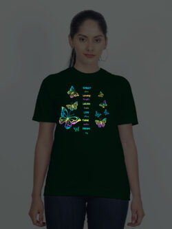 Bgreen Cotton Butterfly Smiley Rainbow Women T-shirt