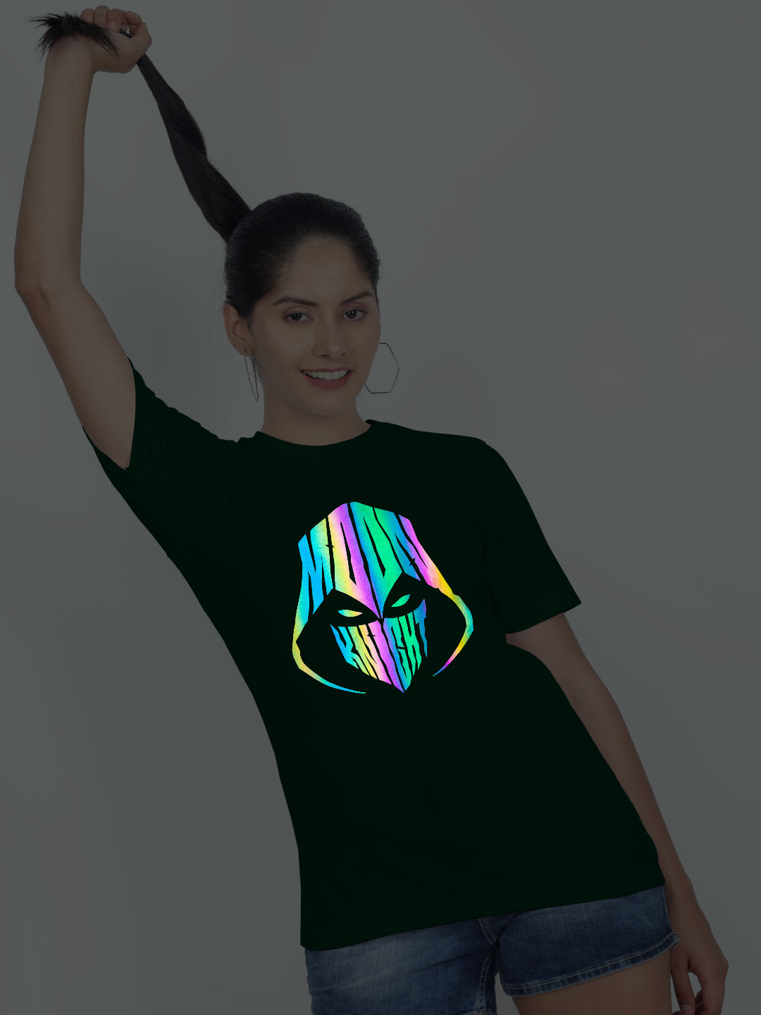 Bgreen Cotton Moon Knight Rainbow Women T-shirt