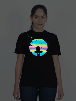 Black Cotton Naruto Rainbow Reflective Women T-shirt