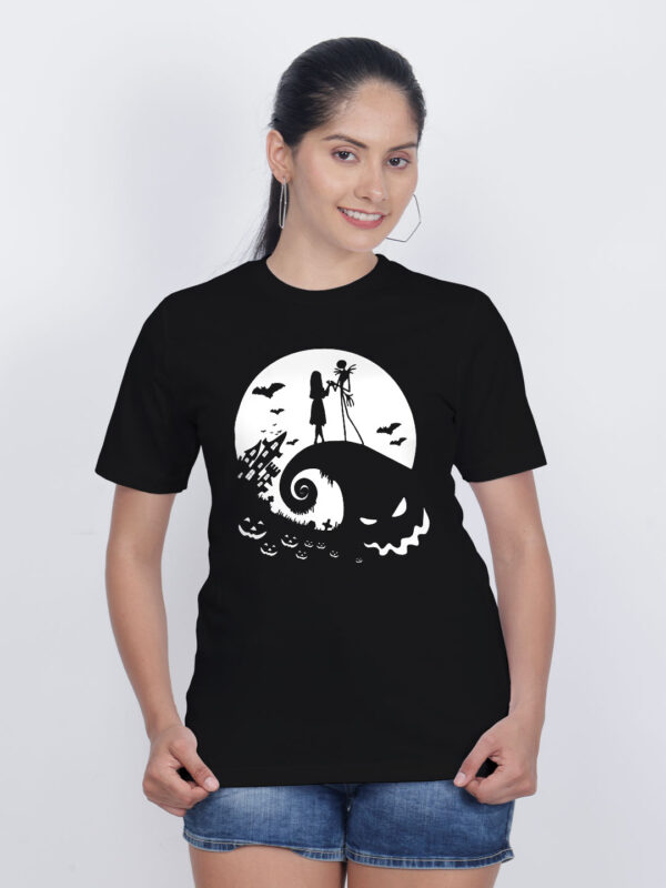 Black Cotton Halloween Night Women T-shirt