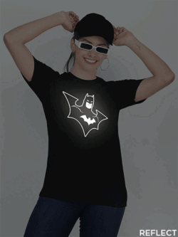 Black Cotton Batman Reflective Women T-shirt