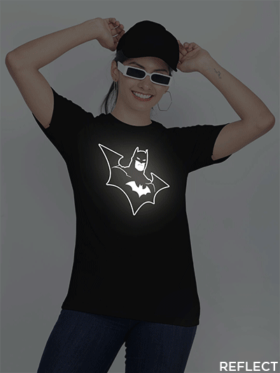 Black Cotton Batman Reflective Women T-shirt