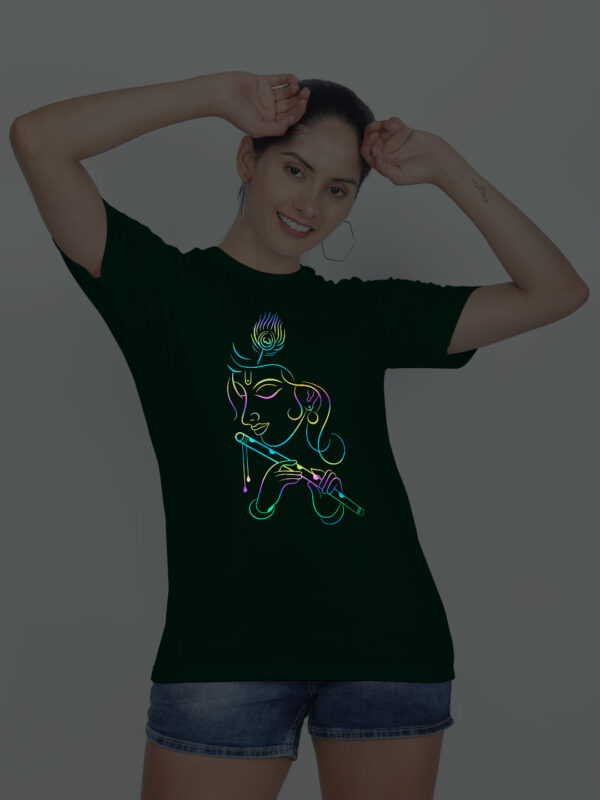 Bgreen Cotton Flute Krishna Rainbow Women T-shirt