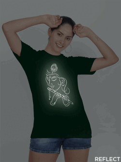 Bgreen Cotton Flute Krishna Reflective Women T-shirt
