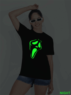 Black Cotton Ghost Glow in Dark Women T-shirt