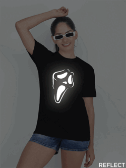 Black Cotton Ghost Reflective Women T-shirt