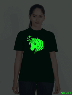 Bgreen Cotton Unicorn Glow in Dark Women T-shirt
