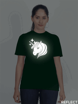 Bgreen Cotton Unicorn Reflective Women T-shirt