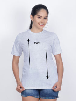 Grey Cotton Pilot Women T-shirt