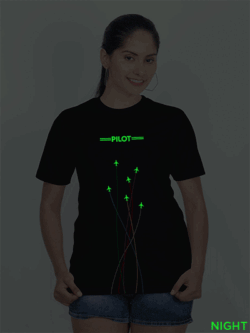 Black Cotton Pilot Fly Glow in Dark Women T-shirt