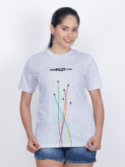 Grey Cotton Pilot Fly Women T-shirt