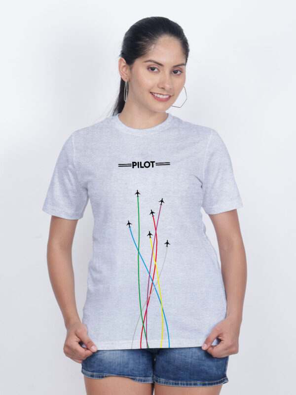 Grey Cotton Pilot Fly Women T-shirt