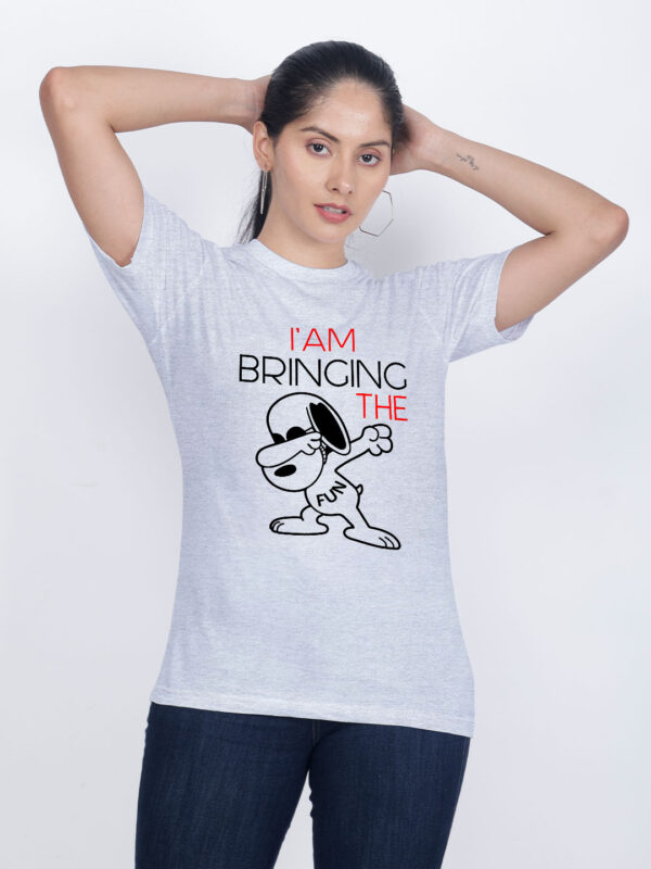 Grey Cotton Bringing the fun Women T-shirt