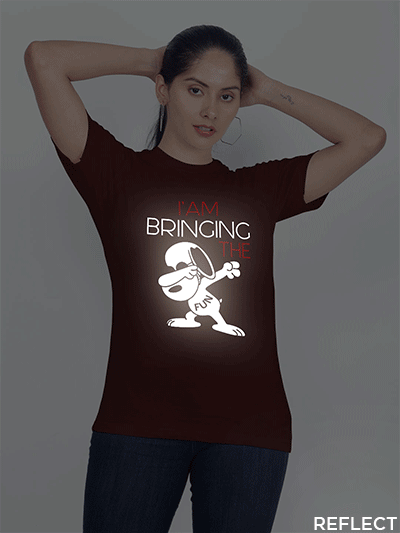 Maroon Cotton Bringing the fun Reflective Women T-shirt