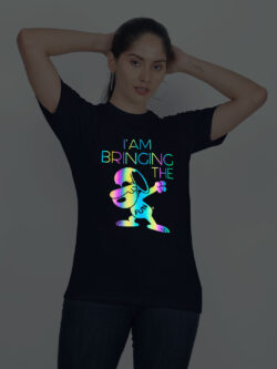 Nblue Cotton Bringing the fun Rainbow Women T-shirt