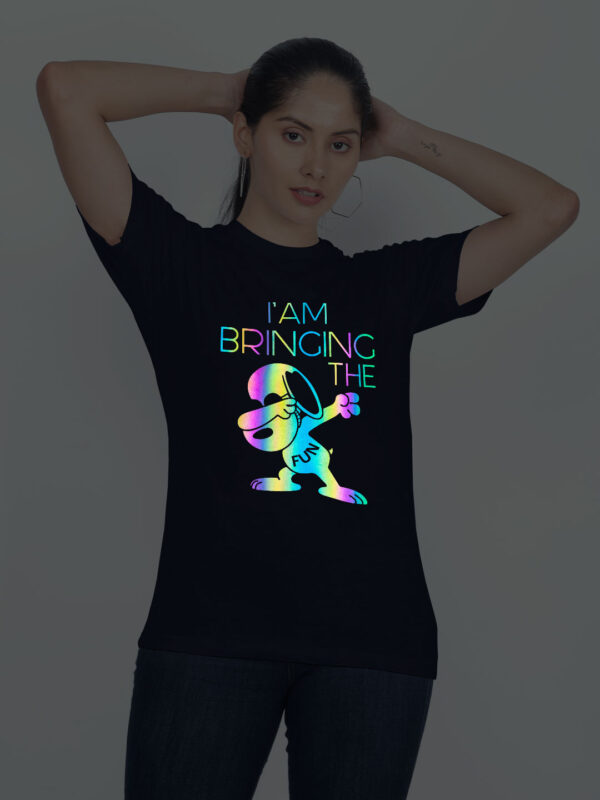 Nblue Cotton Bringing the fun Rainbow Women T-shirt