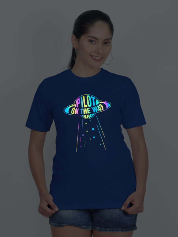 Rblue Cotton Pilot on the Way Rainbow Women T-shirt