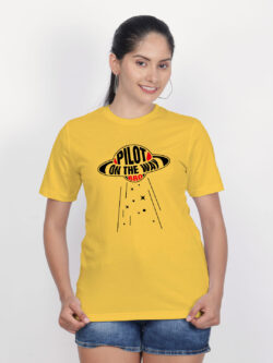 Yellow Cotton Pilot on the Way Women T-shirt