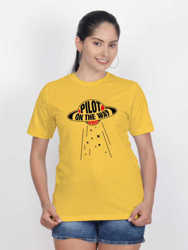 Yellow Cotton Pilot on the Way Women T-shirt