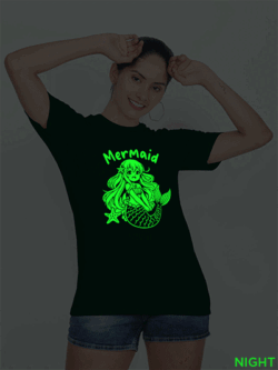 Bgreen Cotton Mermaid Anime Glow in Dark Women T-shirt