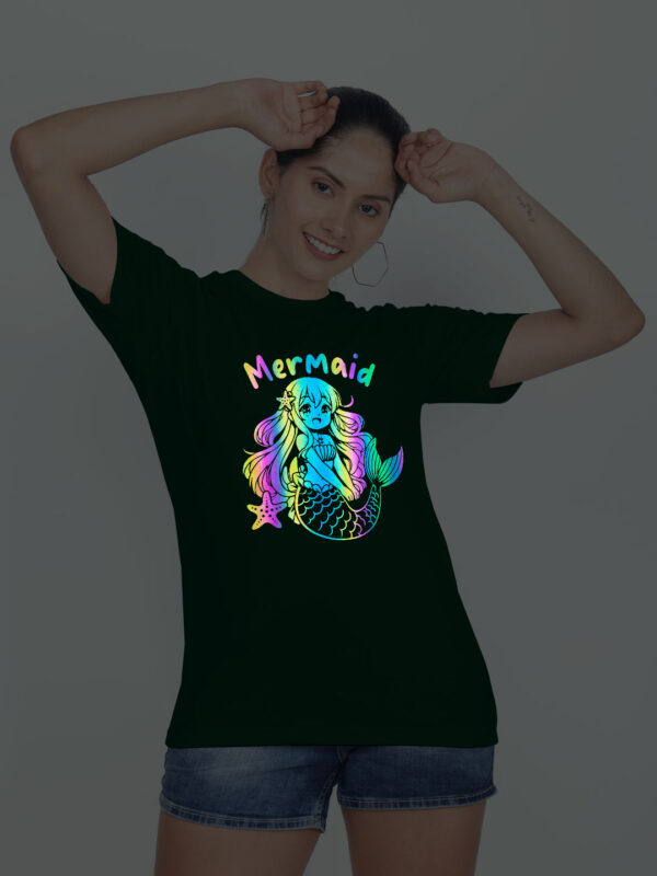 Bgreen Cotton Mermaid Anime Rainbow Women T-shirt