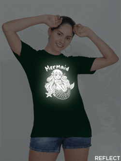 Bgreen Cotton Mermaid Anime Reflective Women T-shirt