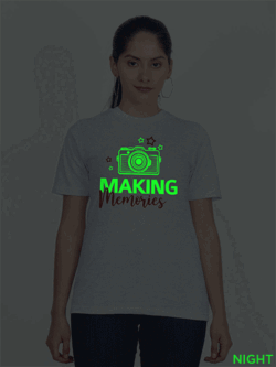Grey Cotton Making Memories Glow in Dark Women T-shirt
