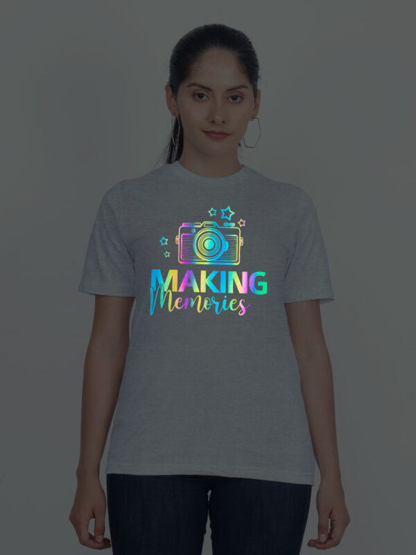 Grey Cotton Making Memories Rainbow Women T-shirt