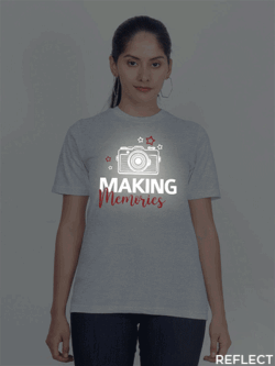 Grey Cotton Making Memories Reflective Women T-shirt