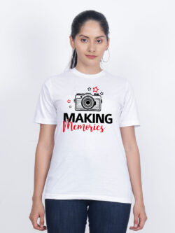 White Cotton Making Memories Women T-shirt