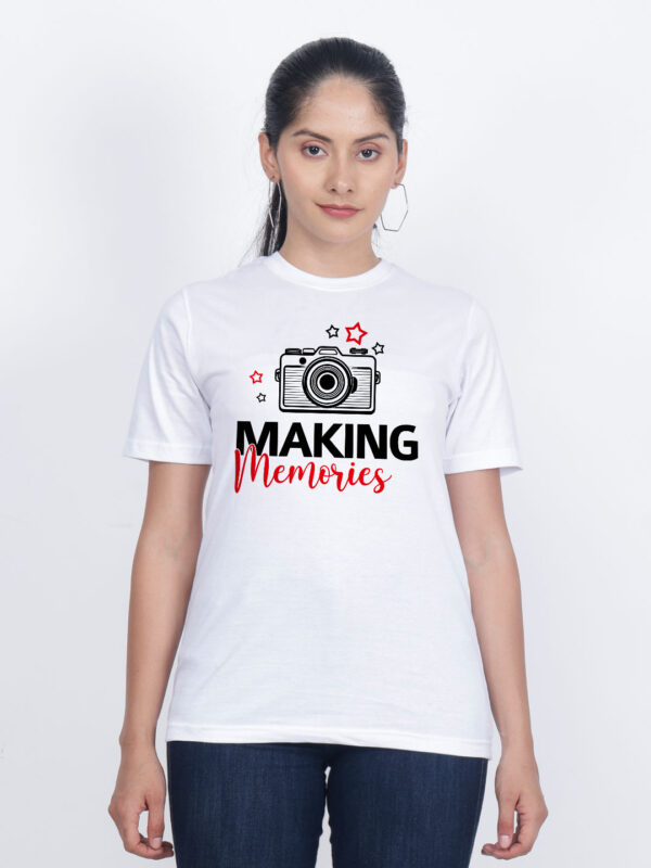 White Cotton Making Memories Women T-shirt