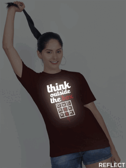 Maroon Cotton Think Out Side the Box Reflective Women T-shirt