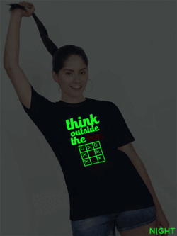 Nblue Cotton Think Out Side the Box Glow in Dark Women T-shirt