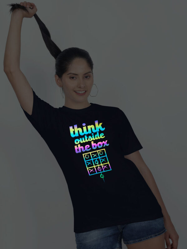 Nblue Cotton Think Out Side the Box Rainbow Women T-shirt